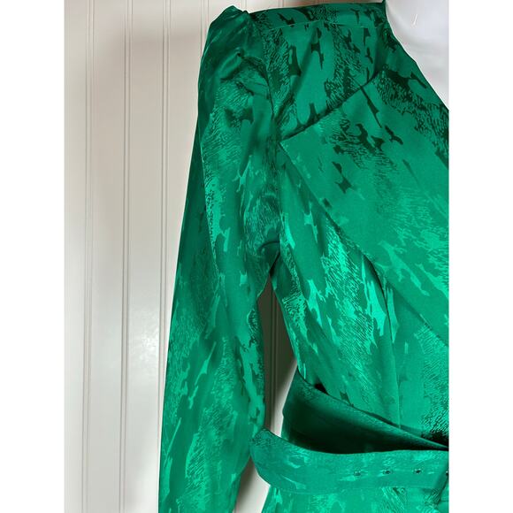 Vintage Women's Green 100% Silk double breasted 2 Piece Set skirt/jacket Sz 12 - Picture 11 of 16